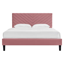 Load image into Gallery viewer, Roxanne Tapered Wood Leg Performance Velvet Queen Platform Bed by Modway
