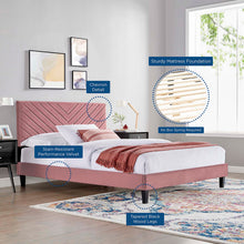 Load image into Gallery viewer, Roxanne Tapered Wood Leg Performance Velvet Queen Platform Bed by Modway
