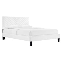 Load image into Gallery viewer, Roxanne Tapered Wood Leg Performance Velvet Queen Platform Bed by Modway
