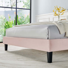 Load image into Gallery viewer, Daisy Tapered Wood Leg Performance Velvet Queen Platform Bed by Modway
