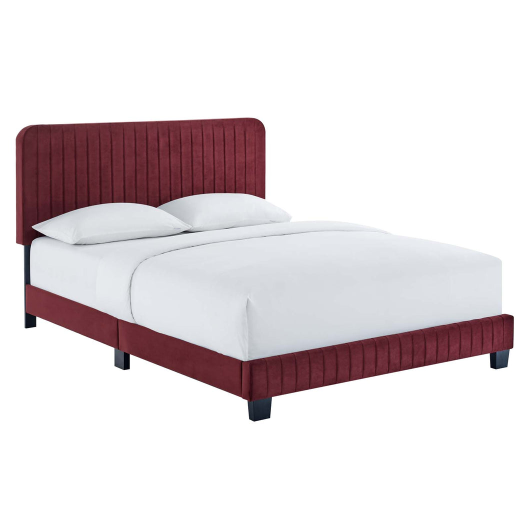 Celine Channel Tufted Performance Velvet King Platform Bed by Modway