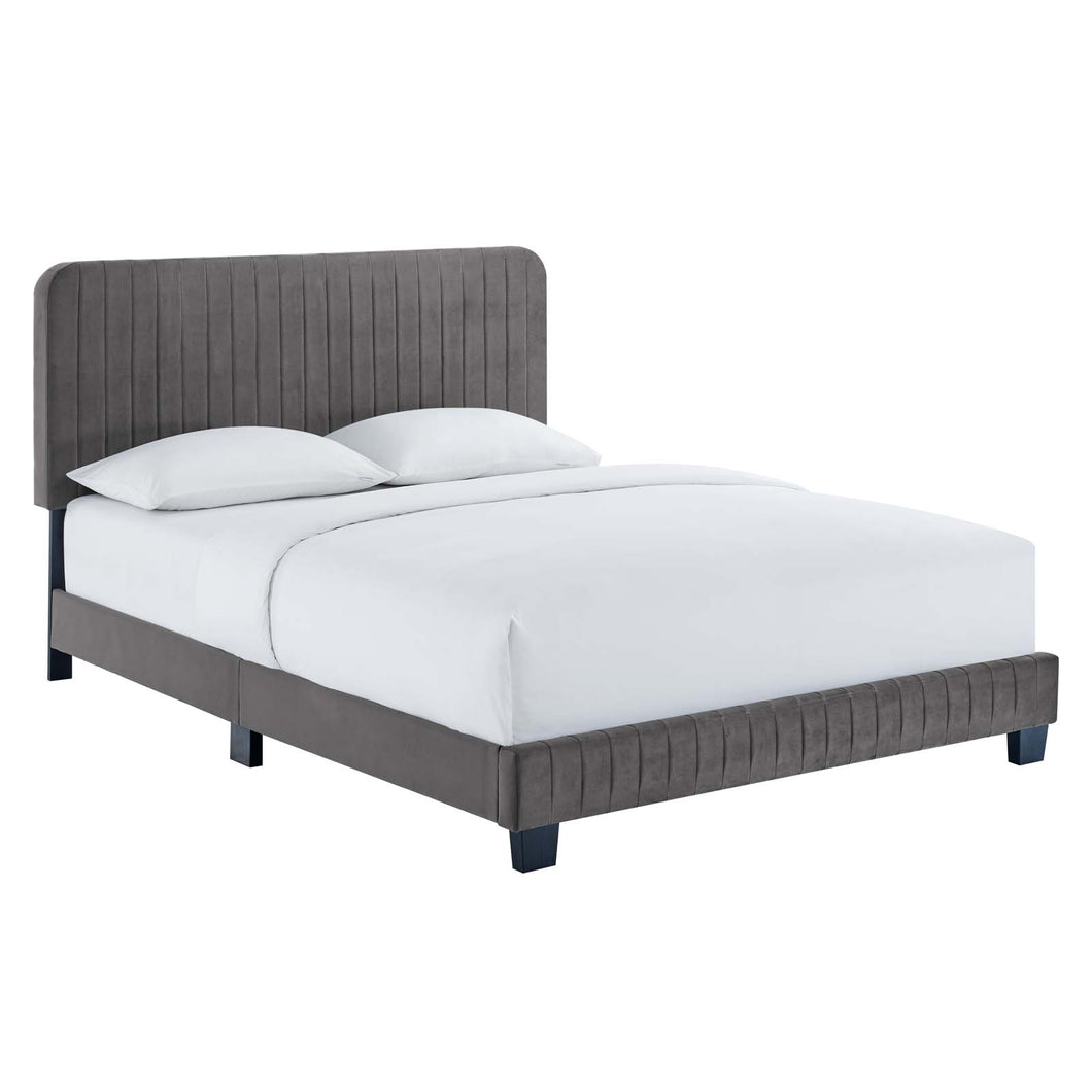 Celine Channel Tufted Performance Velvet Twin Platform Bed by Modway
