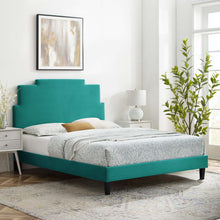 Load image into Gallery viewer, Lindsey Queen Platform Bed in Teal
