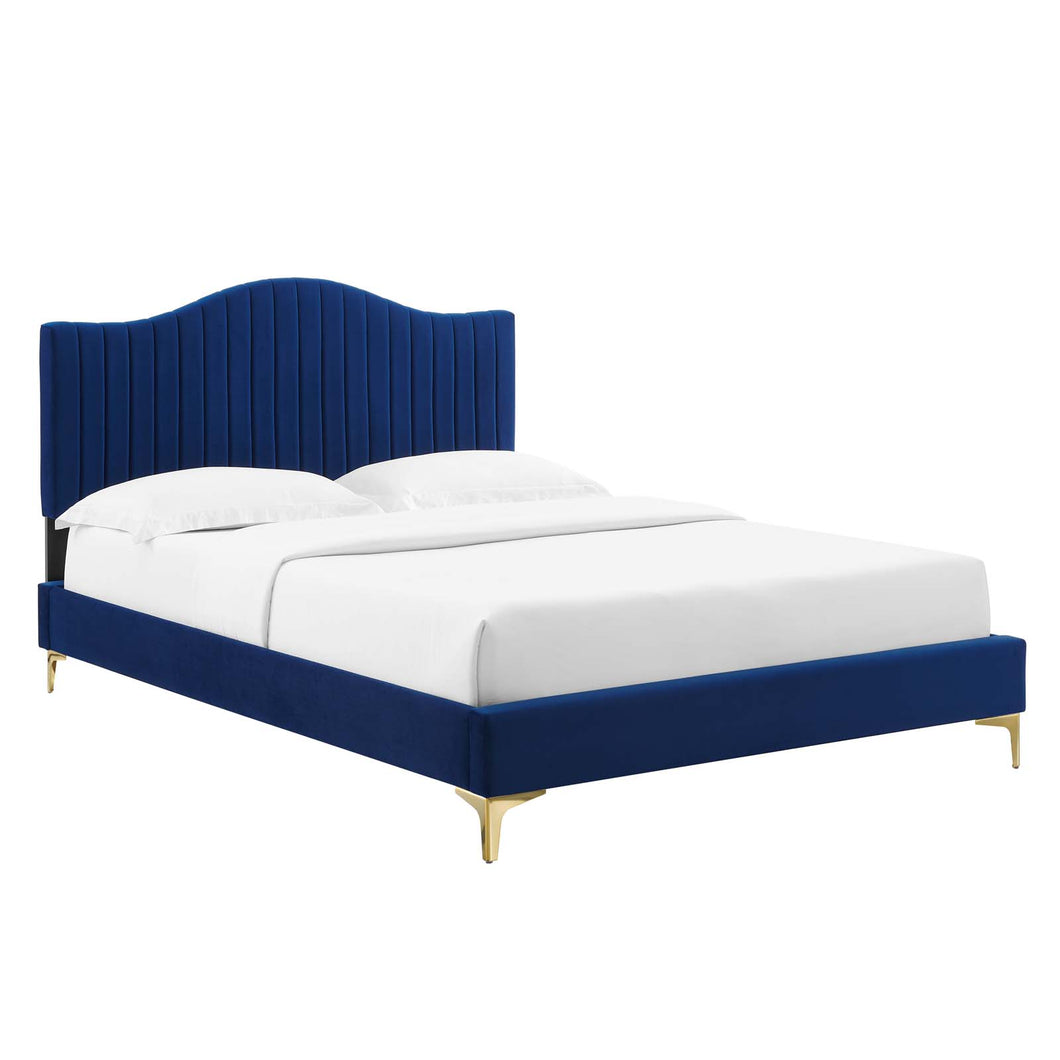 Juniper Channel Tufted Performance Velvet Queen Platform Bed by Modway