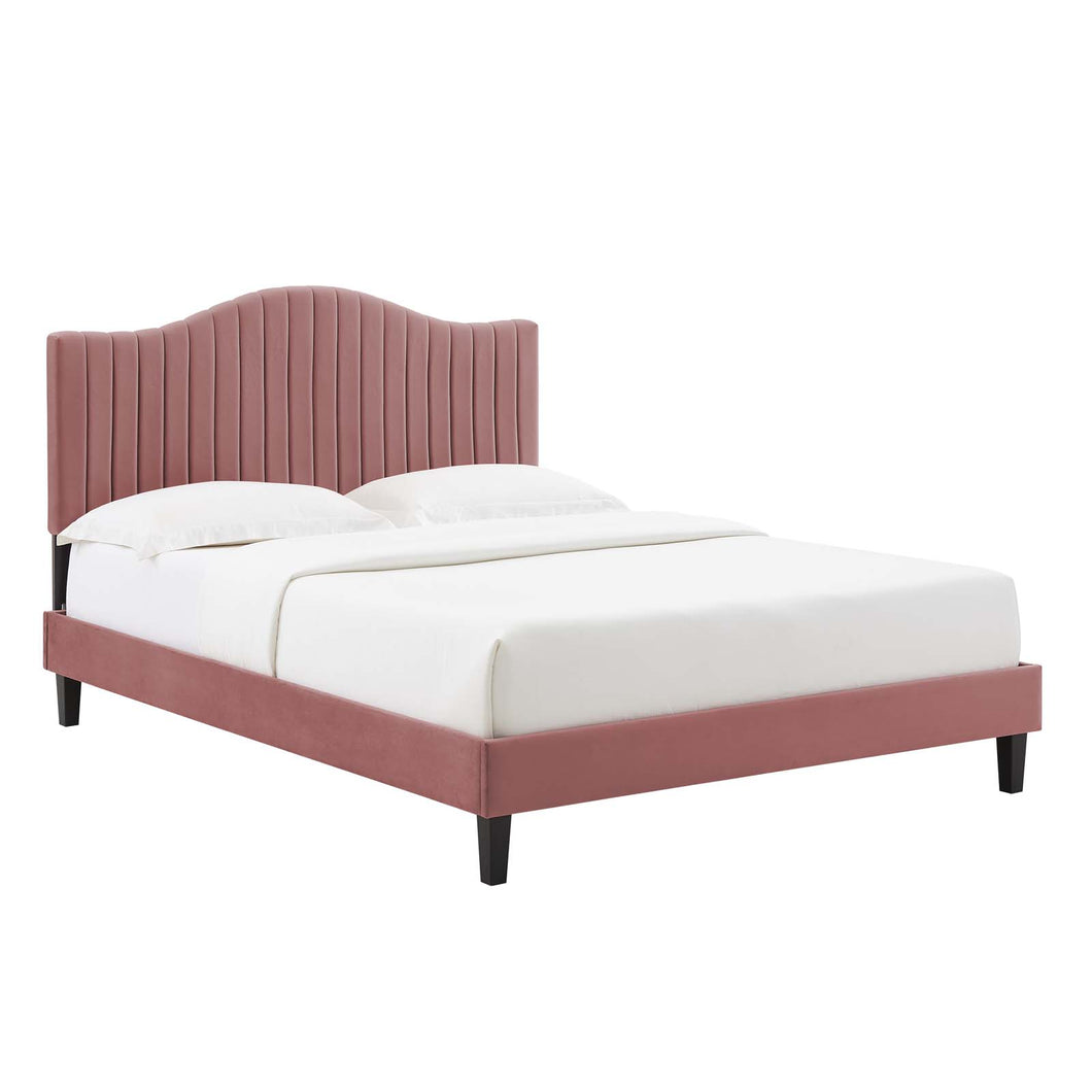 Juniper Channel Tufted Performance Velvet Twin Platform Bed by Modway
