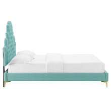 Load image into Gallery viewer, Gwyneth Tufted King Platform Bed in Mint
