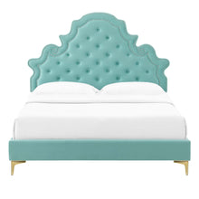 Load image into Gallery viewer, Gwyneth Tufted King Platform Bed in Mint
