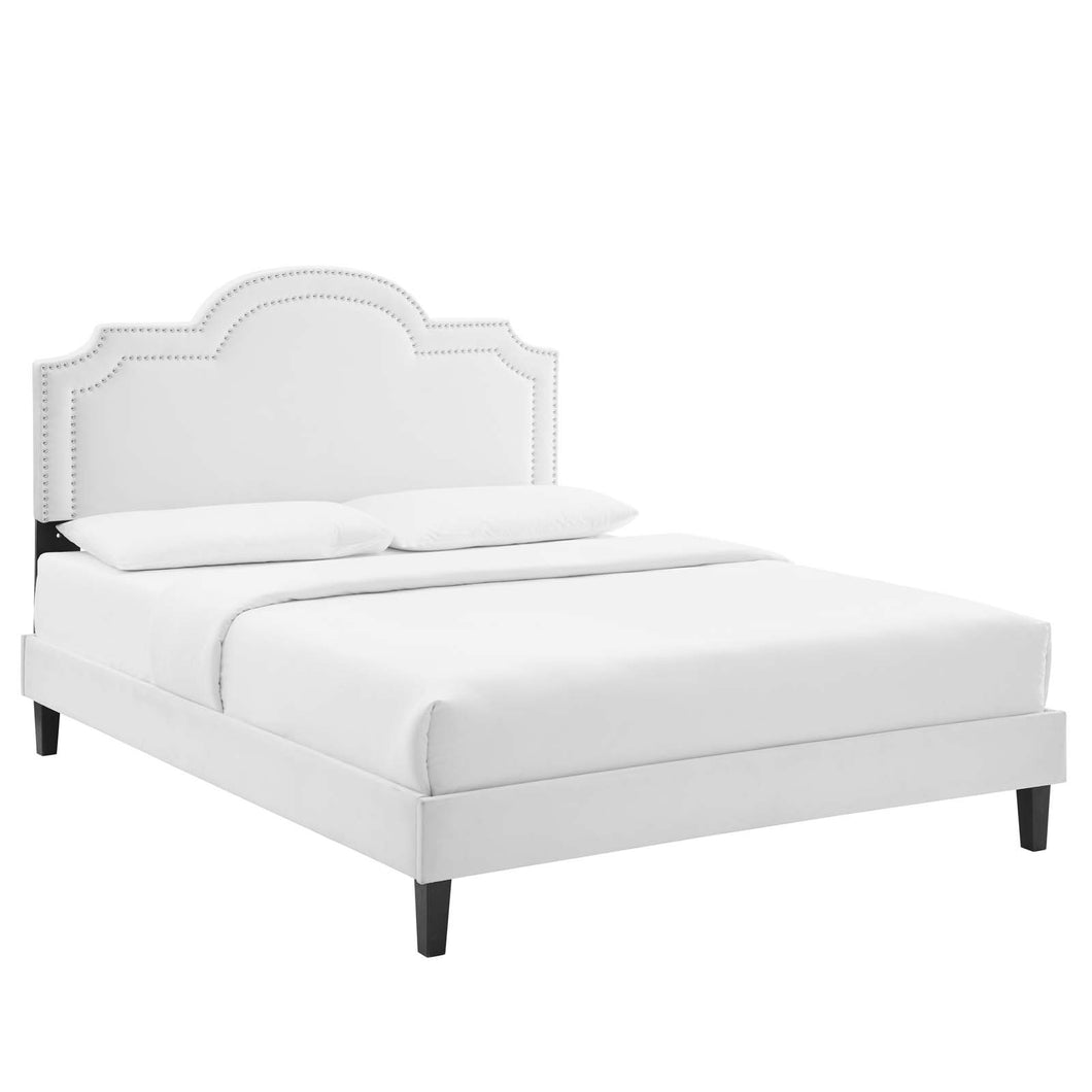 Aviana Performance Velvet King Bed in White