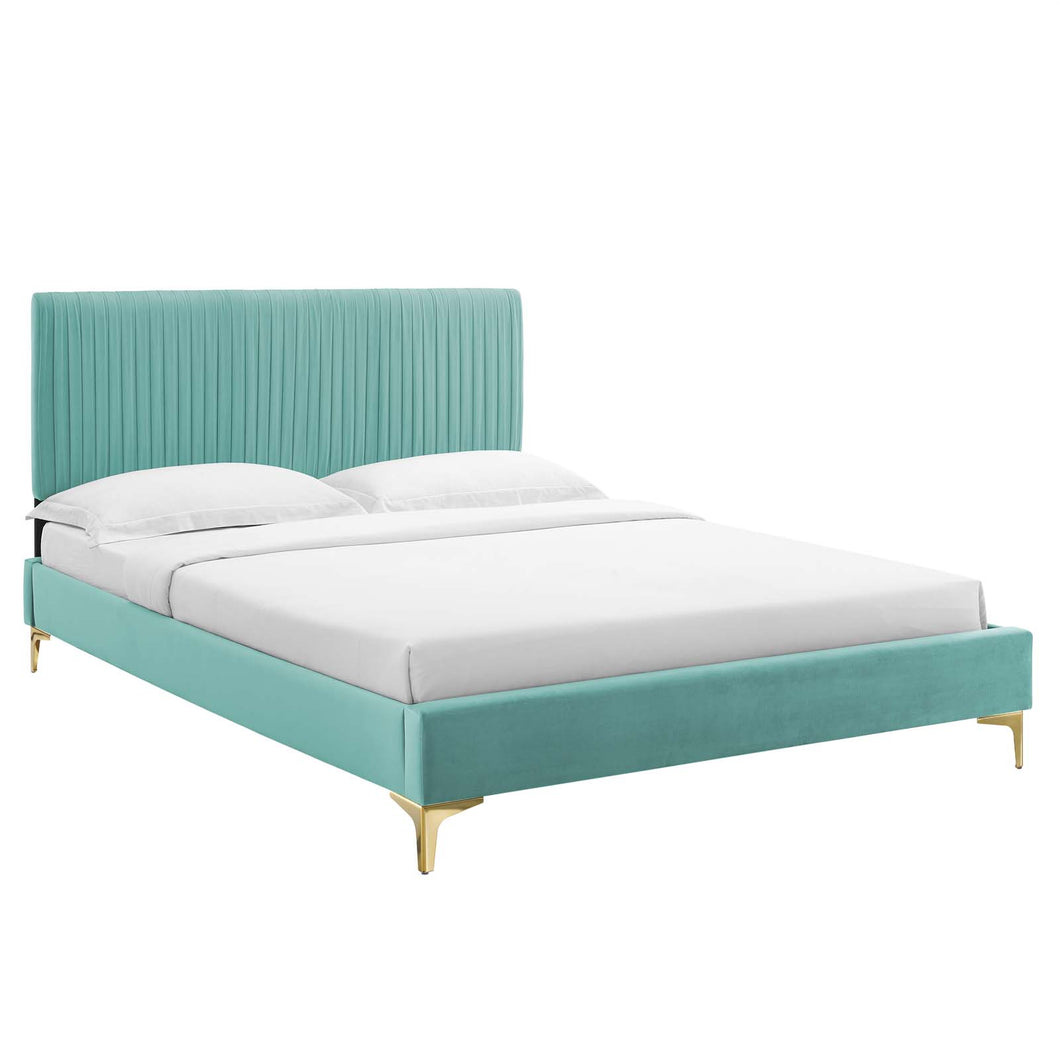 Peyton King Platform Bed in Mint