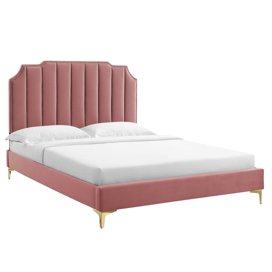 Colette Performance Velvet King Platform Bed by Modway