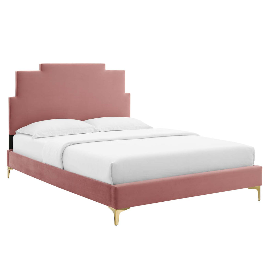 Lindsey Performance Velvet Twin Platform Bed by Modway