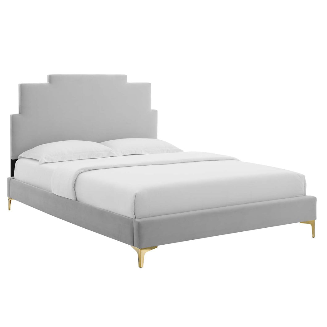 Lindsey Performance Velvet Twin Platform Bed by Modway