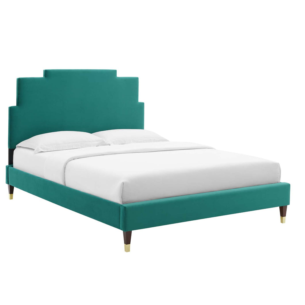 Lindsey Twin Platform Bed in Teal