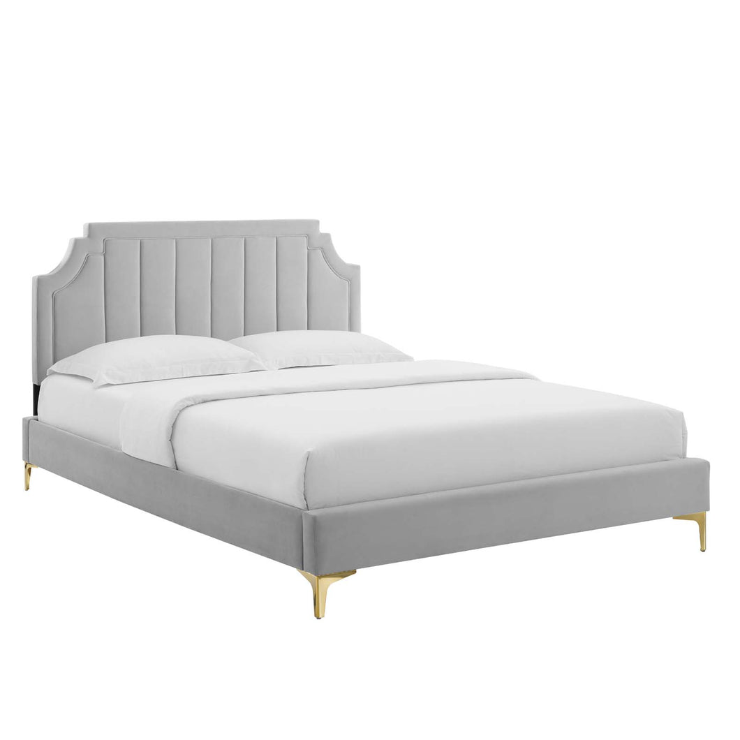 Sienna Performance Velvet Twin Platform Bed by Modway