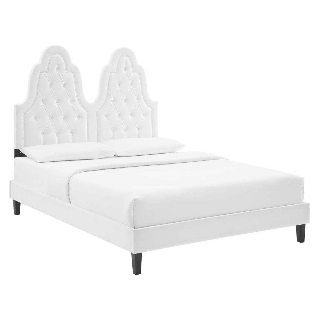 Alexandria Tufted Twin Platform Bed in White