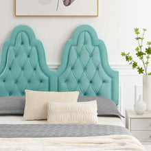 Load image into Gallery viewer, Alexandria Tufted King Platform Bed in Mint
