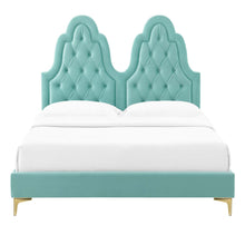Load image into Gallery viewer, Alexandria Tufted King Platform Bed in Mint
