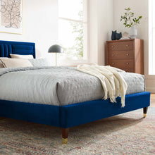Load image into Gallery viewer, Sofia Channel Tufted Performance Velvet Queen Platform Bed by Modway
