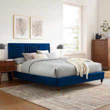 Load image into Gallery viewer, Sofia Channel Tufted Performance Velvet Queen Platform Bed by Modway
