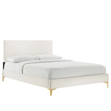 Load image into Gallery viewer, Leah Chevron Tufted Performance Velvet Queen Platform Bed by Modway
