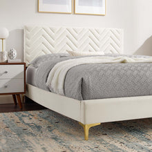 Load image into Gallery viewer, Leah Chevron Tufted Performance Velvet Queen Platform Bed by Modway
