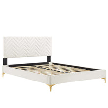 Load image into Gallery viewer, Leah Chevron Tufted Performance Velvet Twin Platform Bed by Modway

