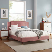 Load image into Gallery viewer, Zahra Channel Tufted Performance Velvet Twin Platform Bed by Modway
