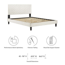 Load image into Gallery viewer, Leah Tapered Wood Leg Chevron Tufted Performance Velvet Twin Platform Bed by Modway
