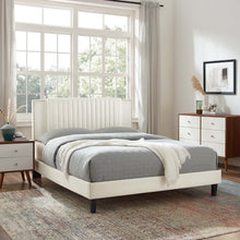 Load image into Gallery viewer, Zahra Tapered Wood Leg Channel Tufted Performance Velvet Twin Platform Bed by Modway
