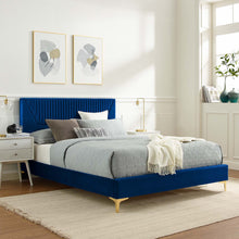 Load image into Gallery viewer, Yasmine Channel Tufted Performance Velvet Full Platform Bed by Modway
