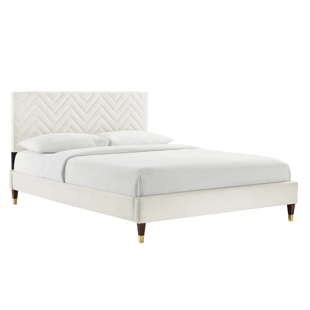 Leah Chevron Tufted Performance Velvet Full Platform Bed by Modway
