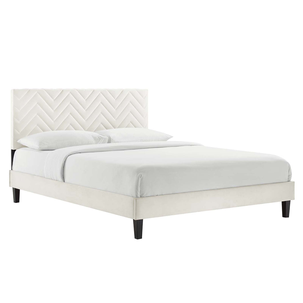 Leah Chevron Tufted Performance Velvet Full Platform Bed by Modway