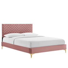 Load image into Gallery viewer, Leah Chevron Tufted Performance Velvet King Platform Bed by Modway
