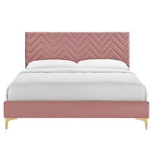Load image into Gallery viewer, Leah Chevron Tufted Performance Velvet King Platform Bed by Modway
