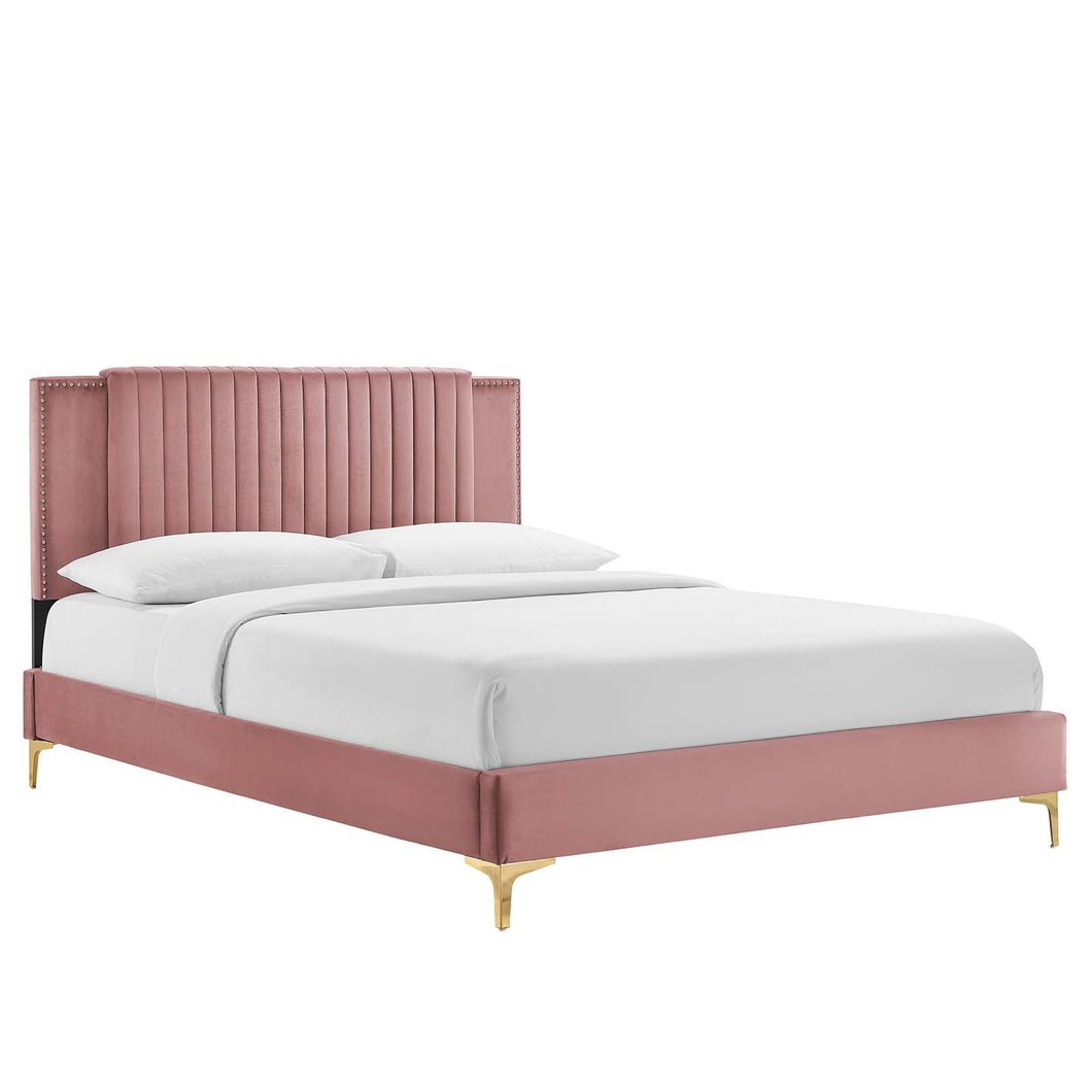 Zahra Channel Tufted Performance Velvet King Platform Bed by Modway