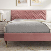 Load image into Gallery viewer, Leah Chevron Tufted Performance Velvet King Platform Bed by Modway
