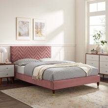 Load image into Gallery viewer, Leah Chevron Tufted Performance Velvet King Platform Bed by Modway
