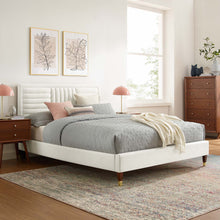 Load image into Gallery viewer, Sofia Channel Tufted Performance Velvet King Platform Bed by Modway
