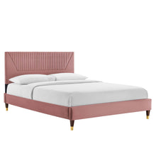 Load image into Gallery viewer, Yasmine Channel Tufted Performance Velvet King Platform Bed by Modway
