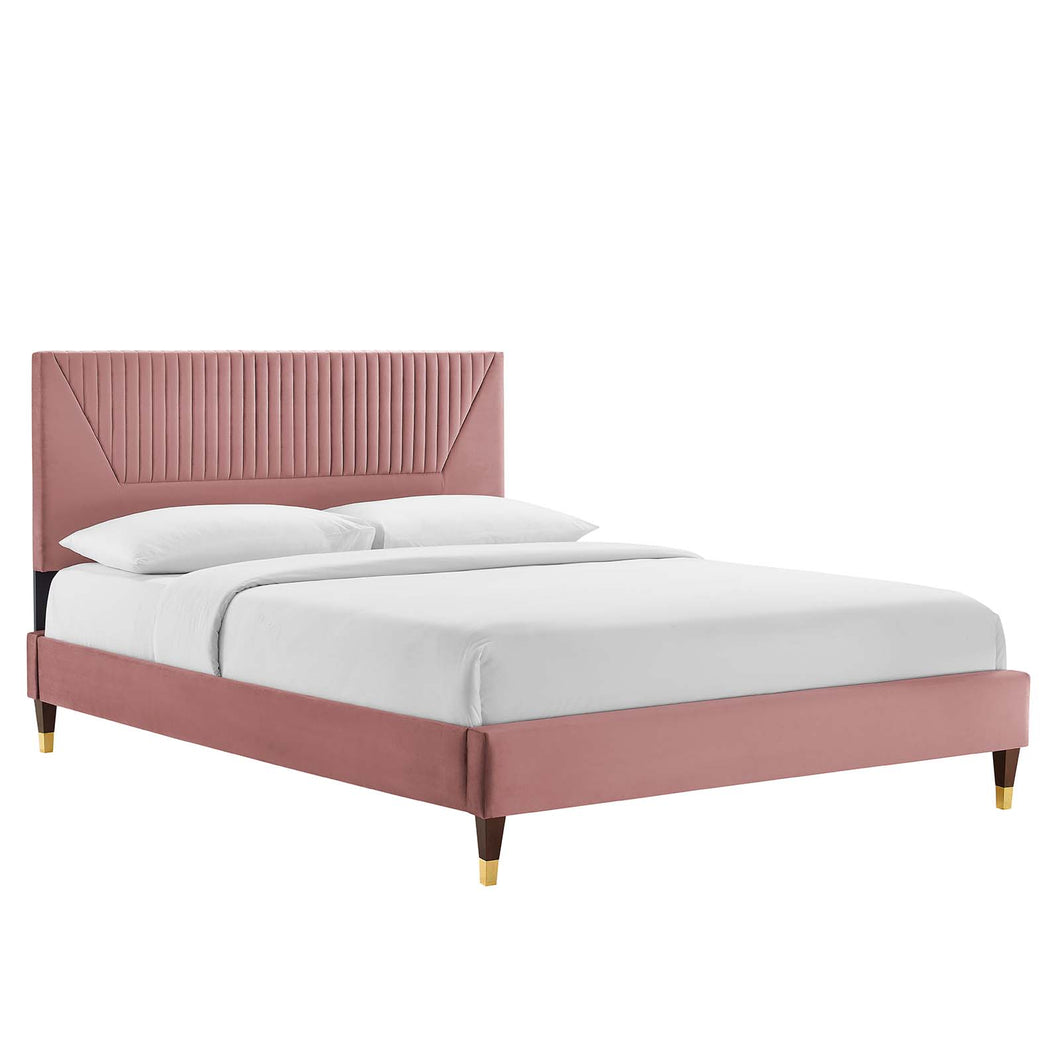 Yasmine Channel Tufted Performance Velvet King Platform Bed by Modway