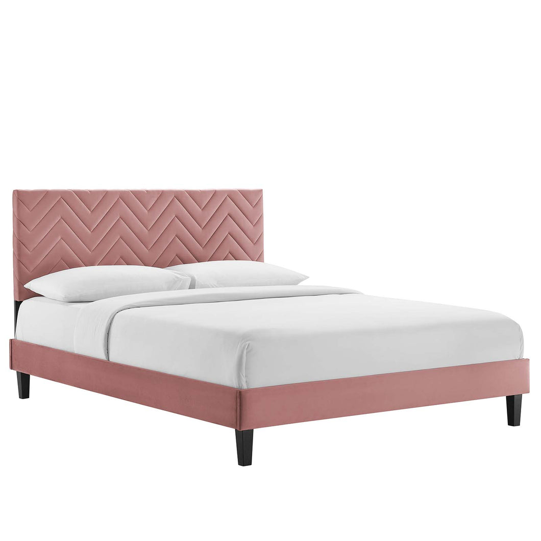 Leah Chevron Tufted Performance Velvet King Platform Bed by Modway