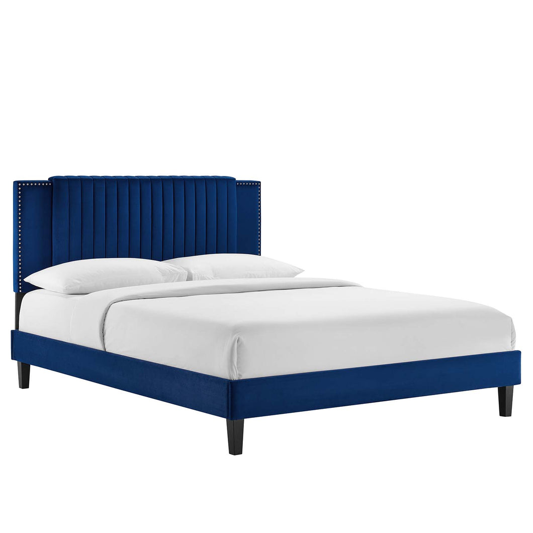 Zahra Channel Tufted Performance Velvet King Platform Bed by Modway