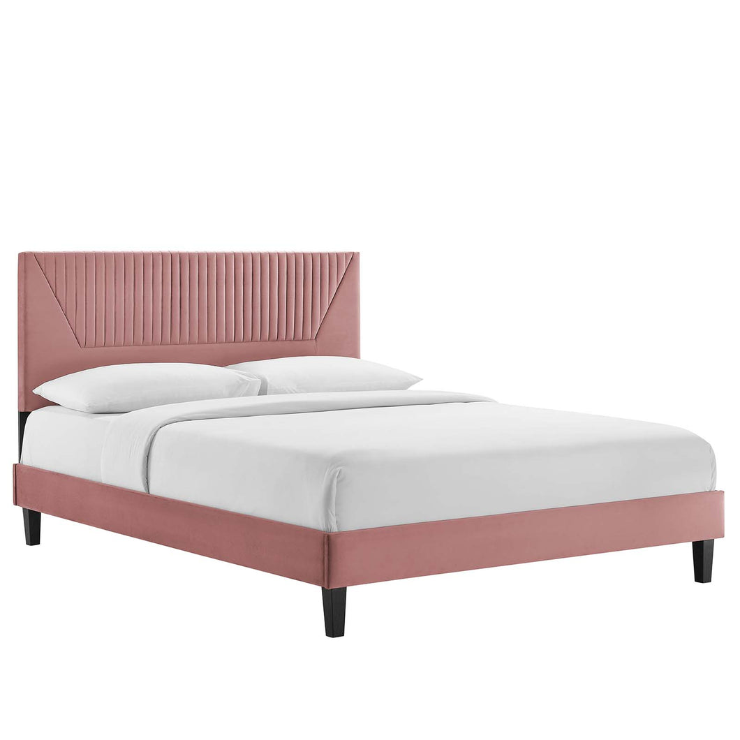 Yasmine Channel Tufted Performance Velvet King Platform Bed by Modway