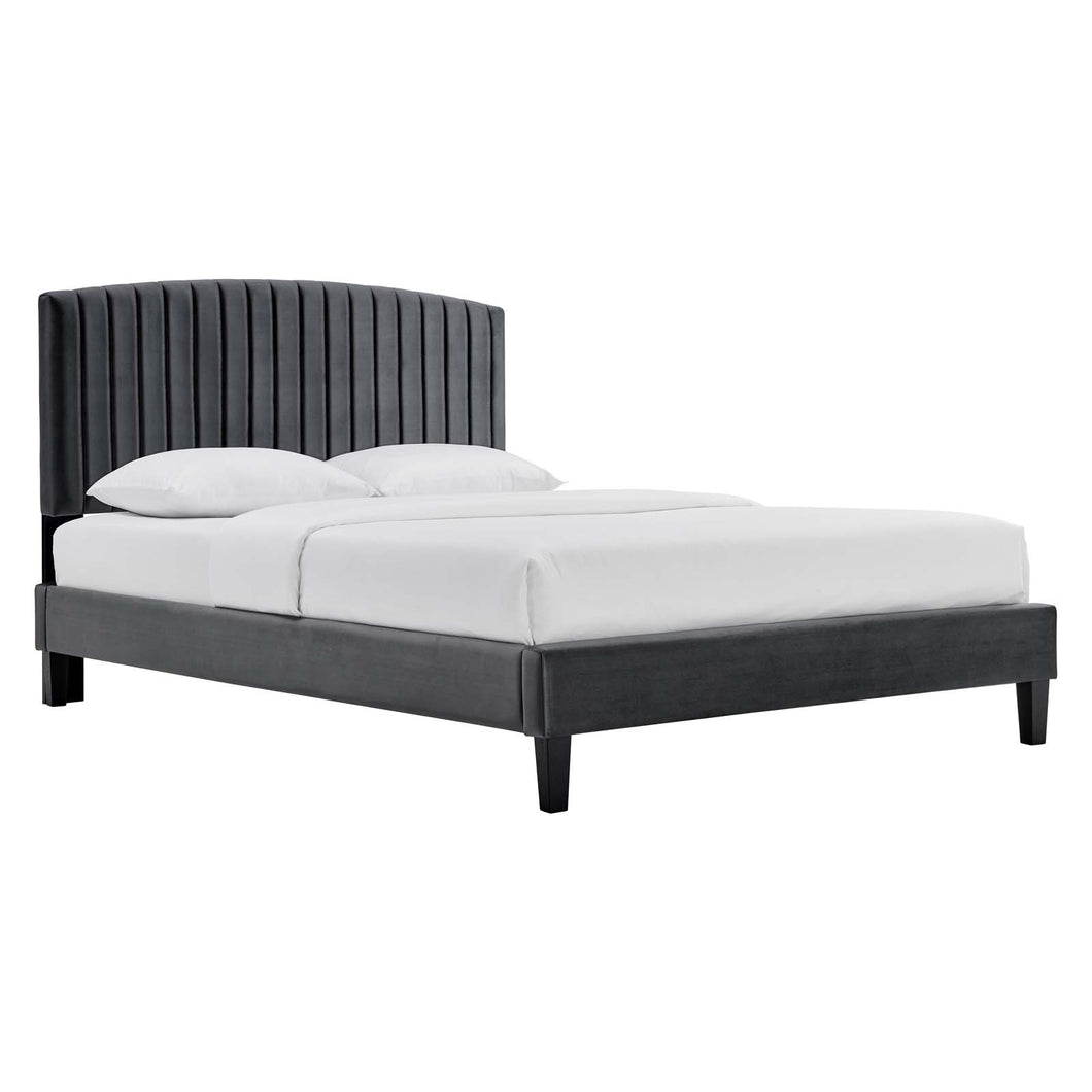 Alessi Performance Velvet King Platform Bed