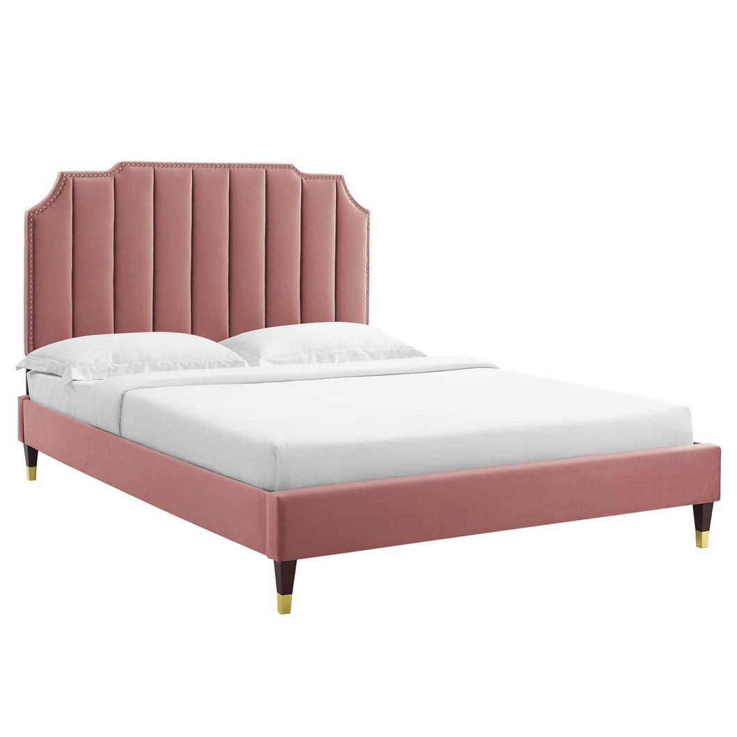Colette Performance Velvet King Platform Bed by Modway