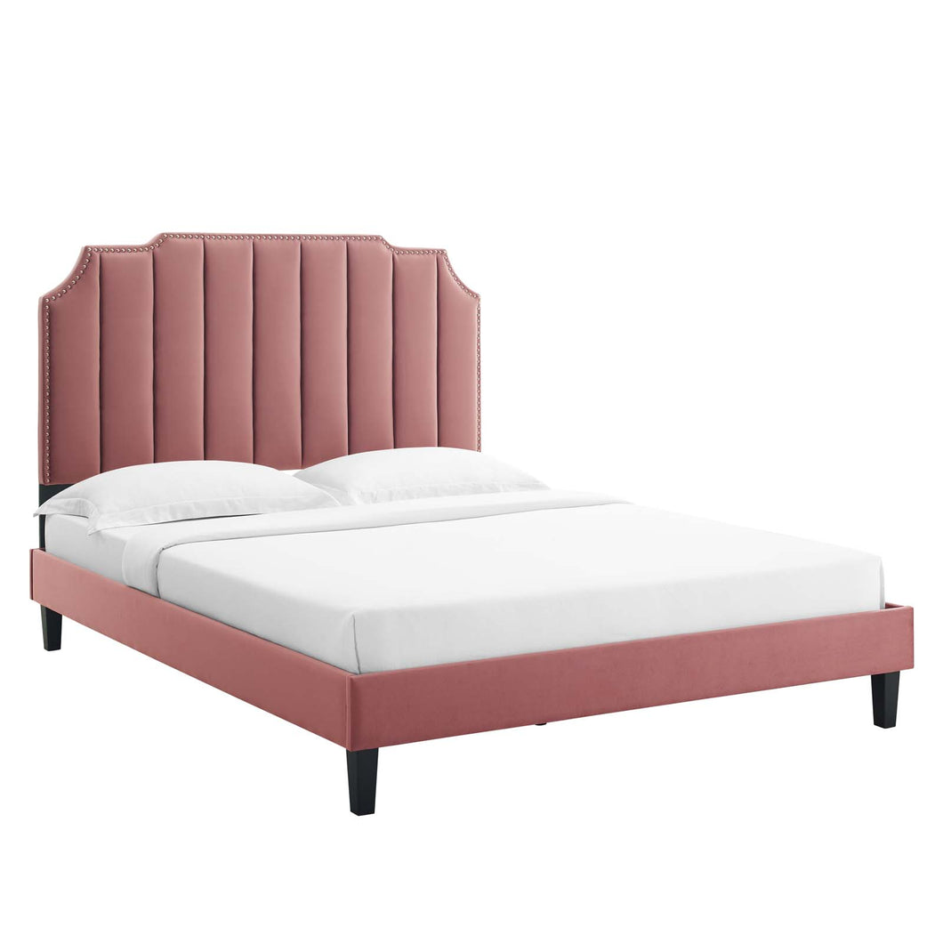 Colette Performance Velvet King Platform Bed by Modway