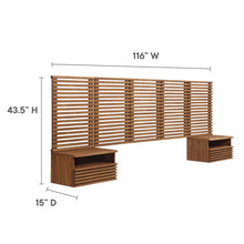 Load image into Gallery viewer, Render Wall Mount Queen Headboard and Modern Nightstands by Modway
