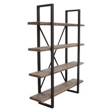 Load image into Gallery viewer, Montana 73&quot; 4-Tiered Shelf Unit in Rustic Oak Finish with Iron Frame by Diamond Sofa
