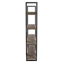 Load image into Gallery viewer, Montana 73&quot; 4-Tiered Shelf Unit in Rustic Oak Finish with Iron Frame by Diamond Sofa
