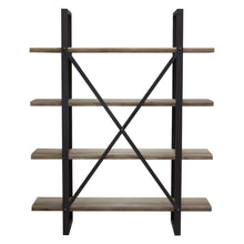 Load image into Gallery viewer, Montana 73&quot; 4-Tiered Shelf Unit in Rustic Oak Finish with Iron Frame by Diamond Sofa
